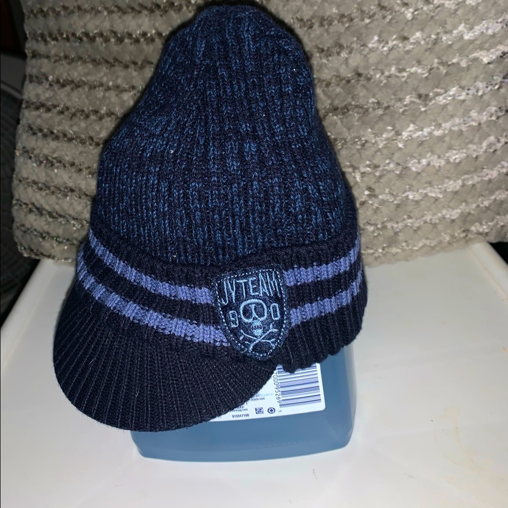 CHILDRENS PLACE winter hat w/visor blue YOUTH S (free w/purchase)